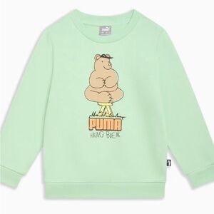 Puma Kids Light Green Bear Graphic Sweatshirt